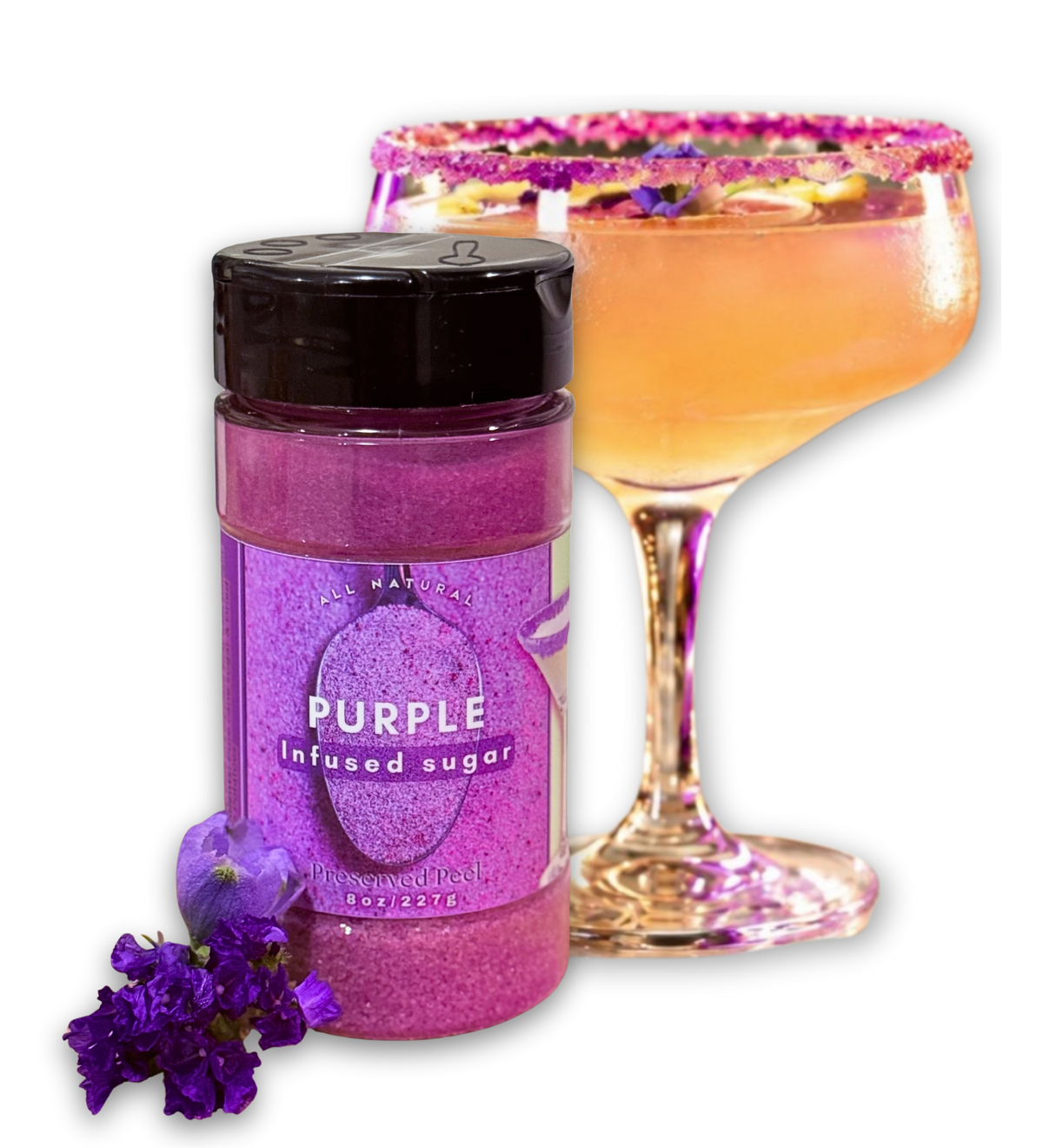 Purple Sugar Rim – 8oz | Infused Sugar | Cocktail Rim PURPLE SUGAR
