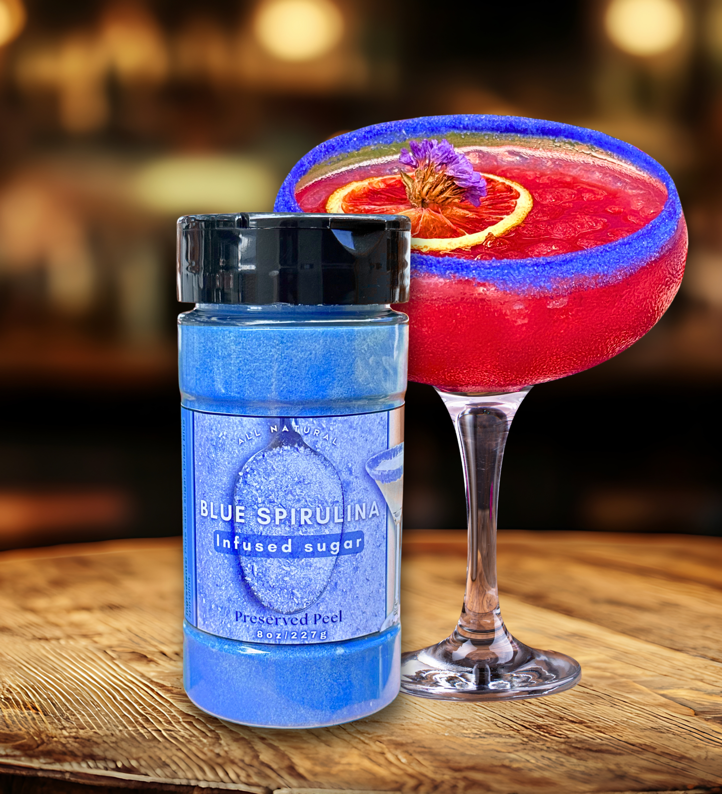 Blue Sugar Rim – 8oz | Infused Sugar | Cocktail Rim